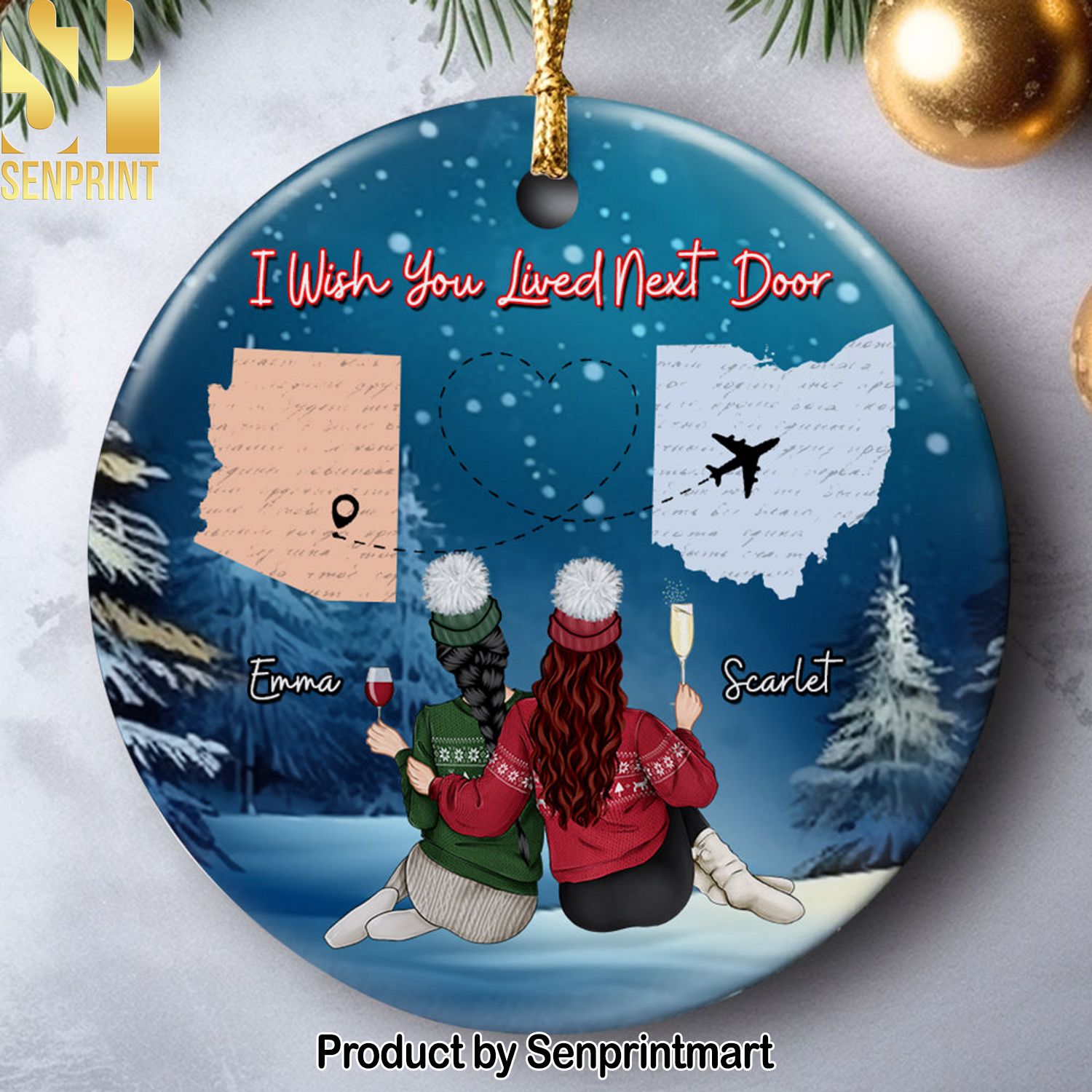 I Wish You Lived Next Door, Personalized Ornament, Gifts For Besties