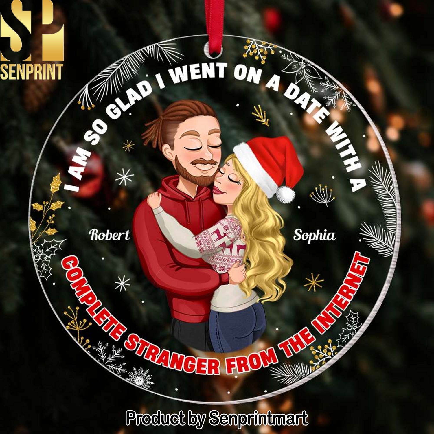 I’m So Glad I Went On A Date, Couple Gift, Personalized Acrylic Ornament, Internet Couple Ornament, Christmas Gift