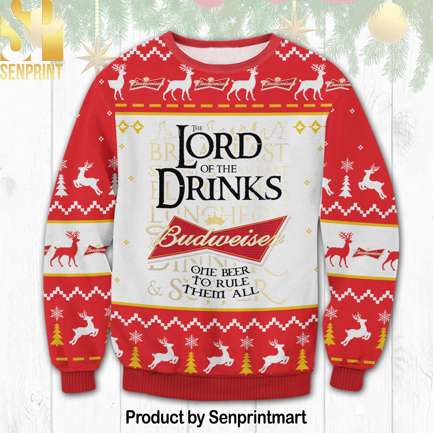 Budweiser Lord Of The Rings Knitting Pattern Ugly Christmas Sweater