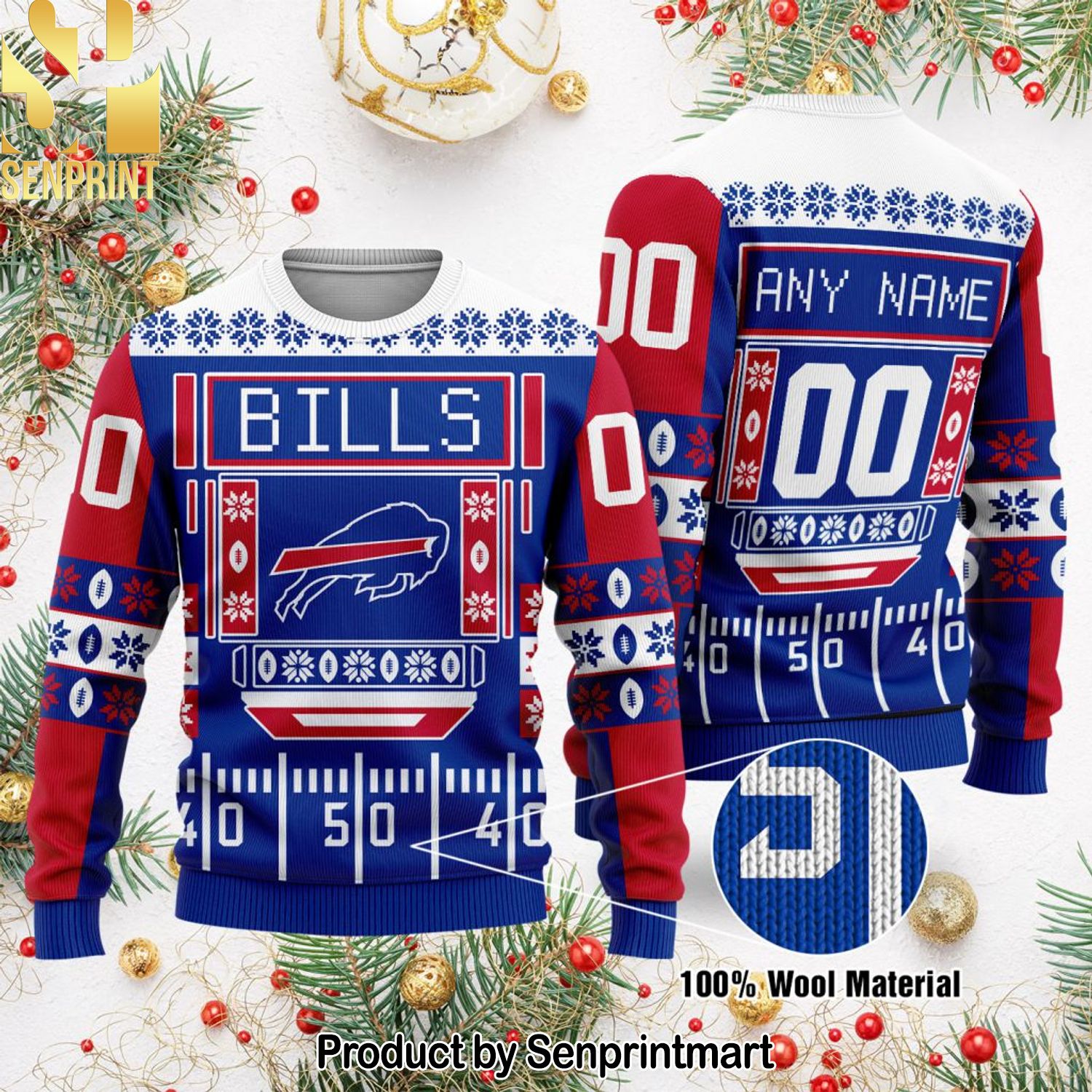 Buffalo Bills NFL For Christmas Gifts Ugly Christmas Wool Knitted Sweater