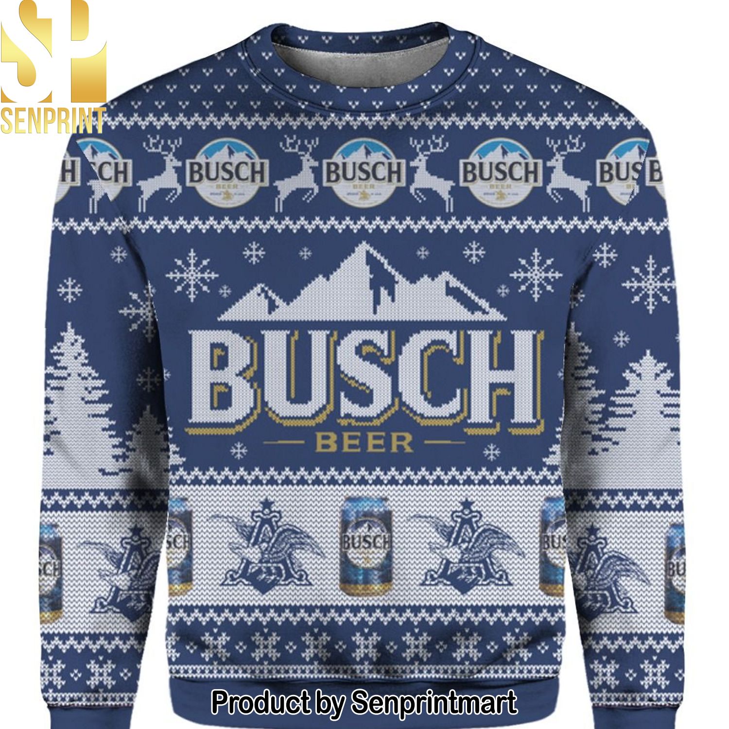 Busch Beer Knitting Pattern 3D Print Ugly Sweater