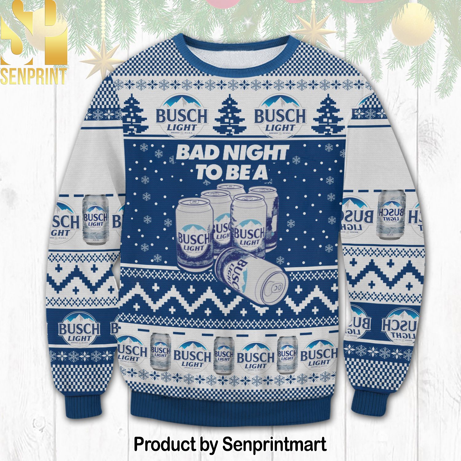 Busch Light Bad Night To Be A Busch Light 6 Pack Ugly Christmas Sweater