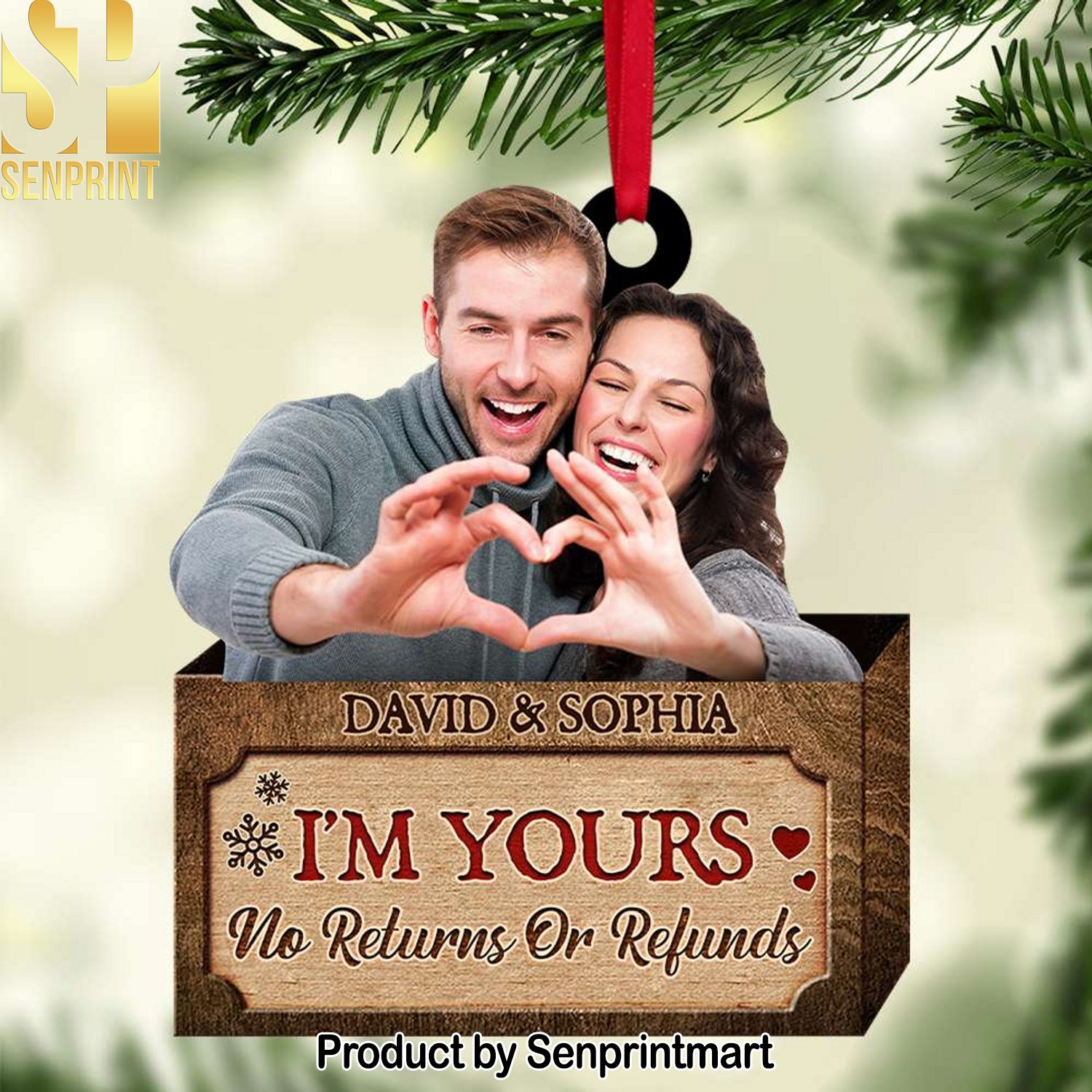I’m Yours, No Returns Or Refunds, Couple Gift, Personalized Acrylic Ornament, Image Upload Couple Ornament, Christmas Gift