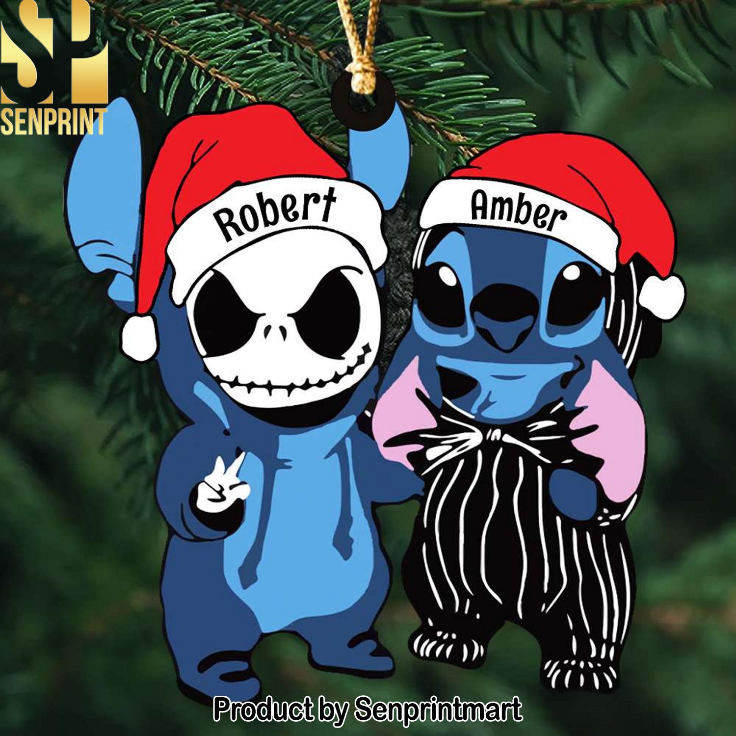 Jack And Stitch Christmas Gifts Ornament