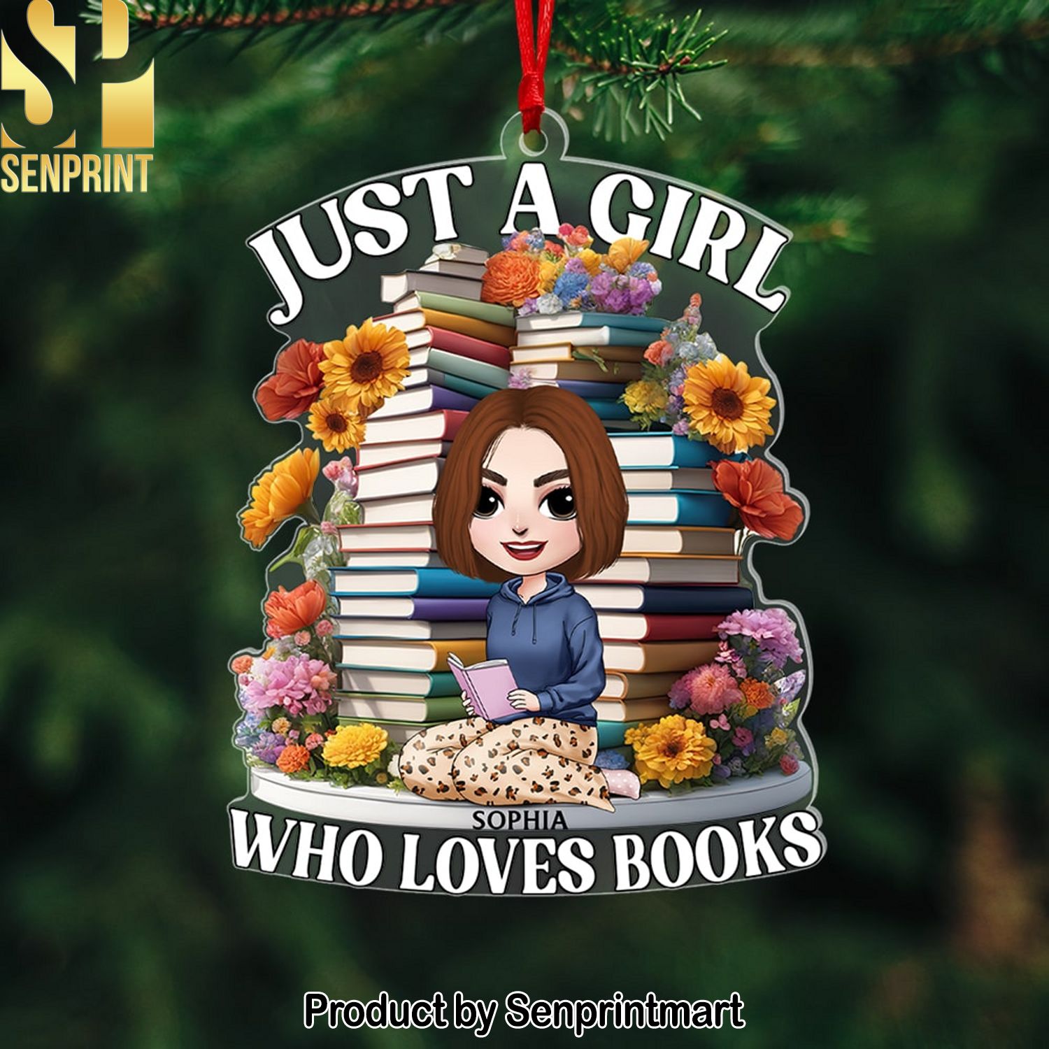 Just A Girl Who Loves Books Personalized Acrylic Ornament Gift For Book Lover Christmas Gift