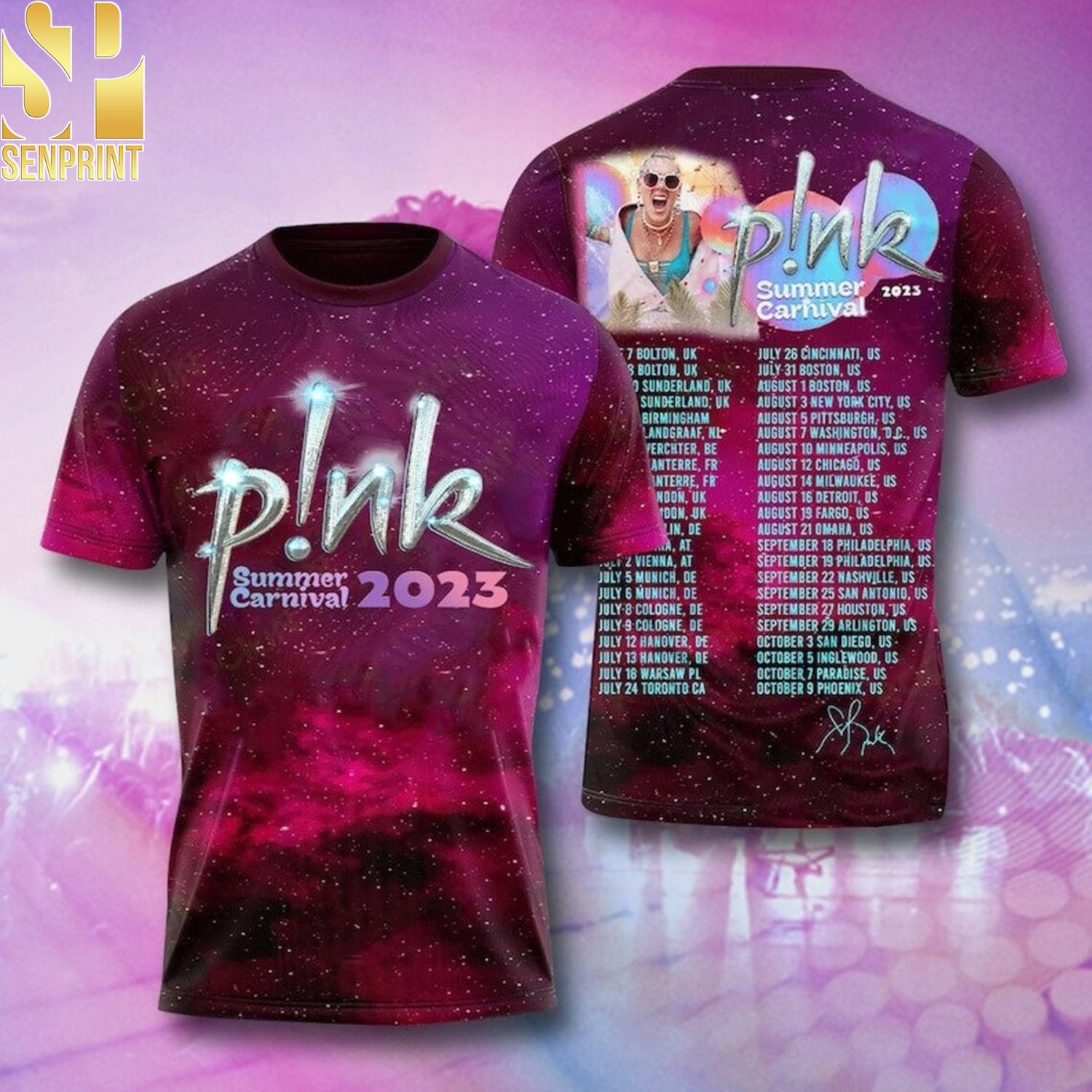 [P!NK Concert] P!nk Summer Carnival 2023 Pink Singer Tour Shirt