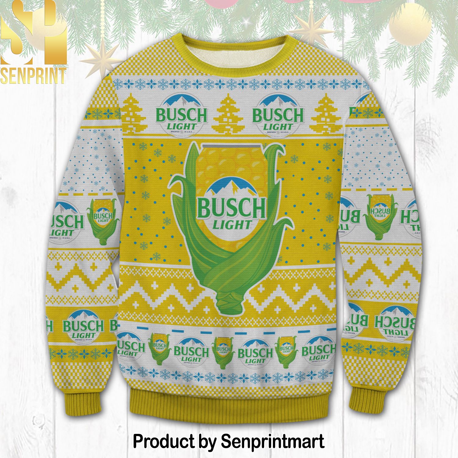 Busch Light Corn Knitting Pattern 3D Print Ugly Sweater