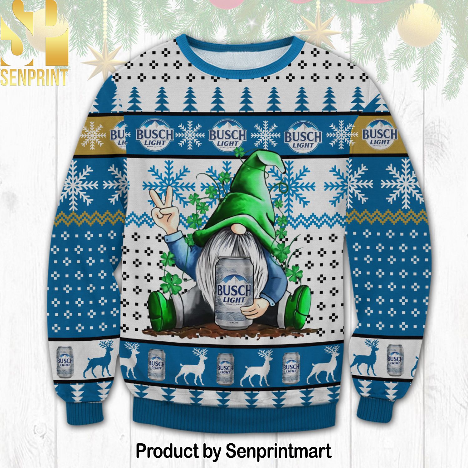 Busch Light Gnome For Christmas Gifts Ugly Christmas Holiday Sweater