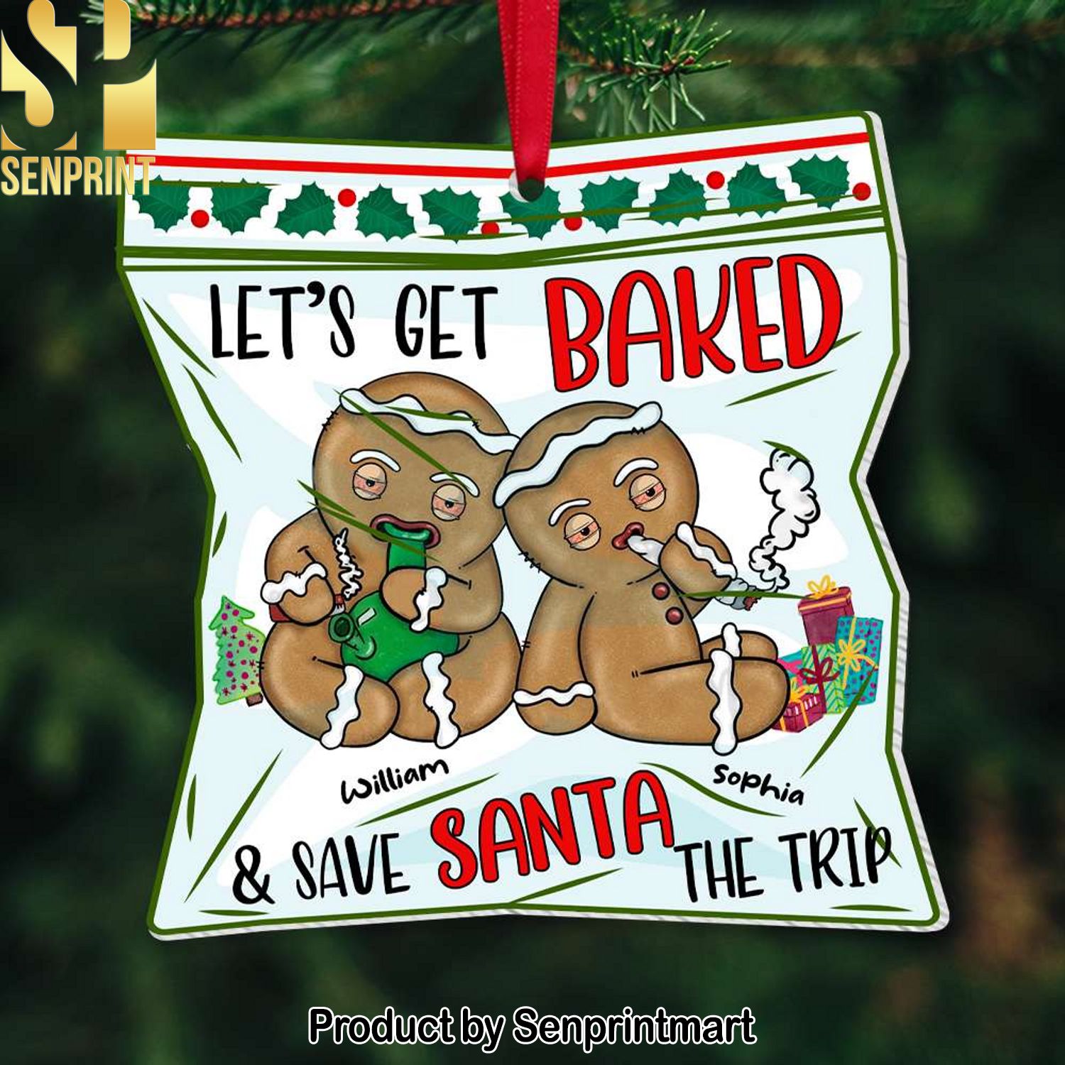 Let’s Get Baked and Save Santa The Trip Personalized Ornament, Christmas Gifts For Couple