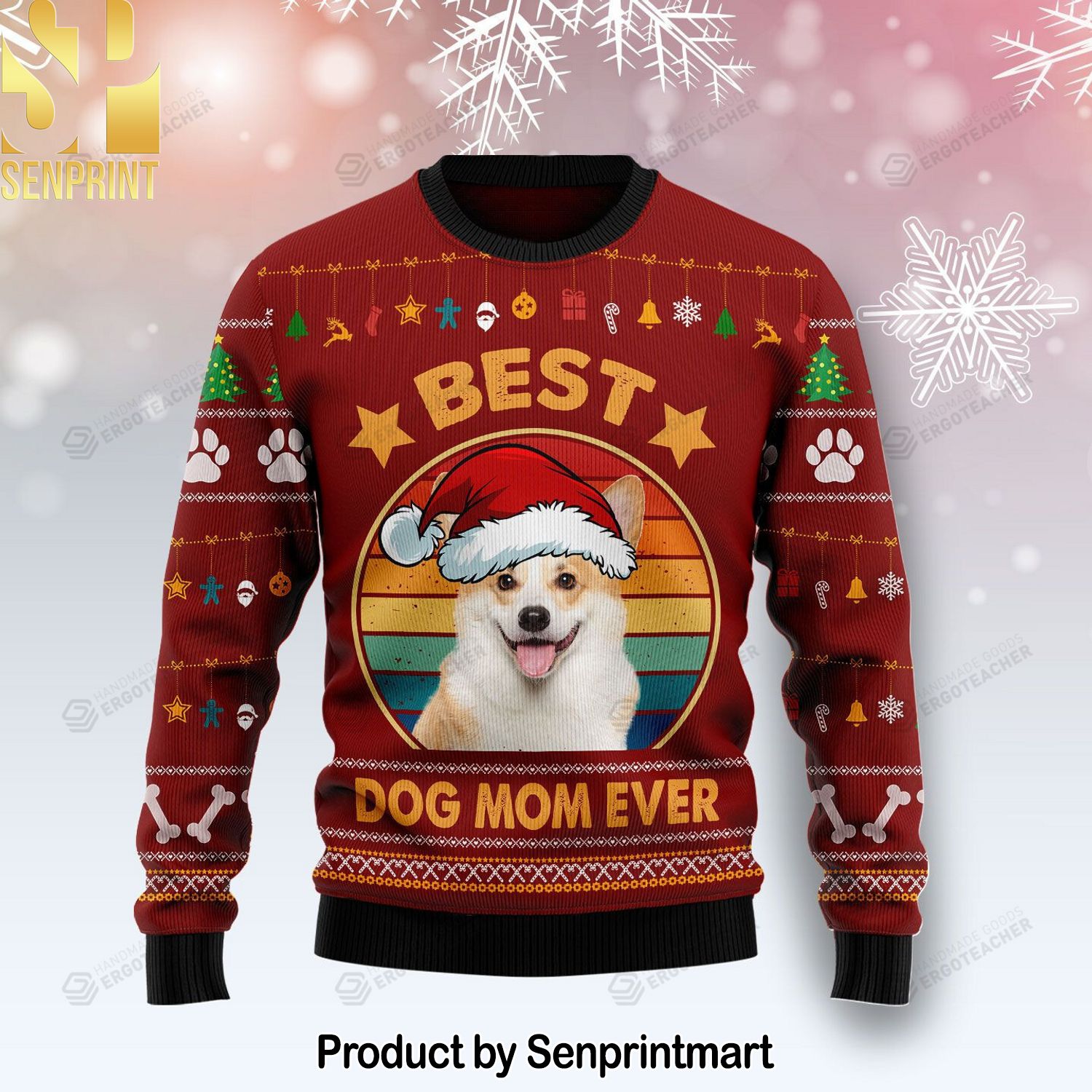 Cardigan Welsh Corgi Best Dog Mom Ever For Christmas Gifts Ugly Xmas Wool Knitted Sweater