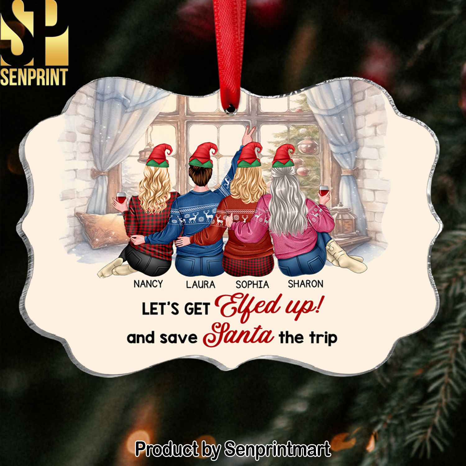 Let’s Get Eyed Up And Save Santa The Trip Medallion Acrylic Ornament Gift For Friends Christmas Gift