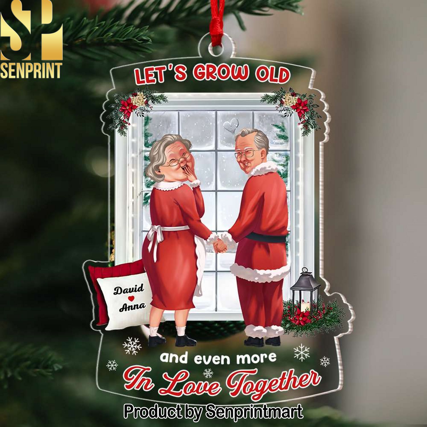 Let’s Grow Old, Couple Gift, Personalized Acrylic Ornament, Old Couple Ornament, Christmas Gift
