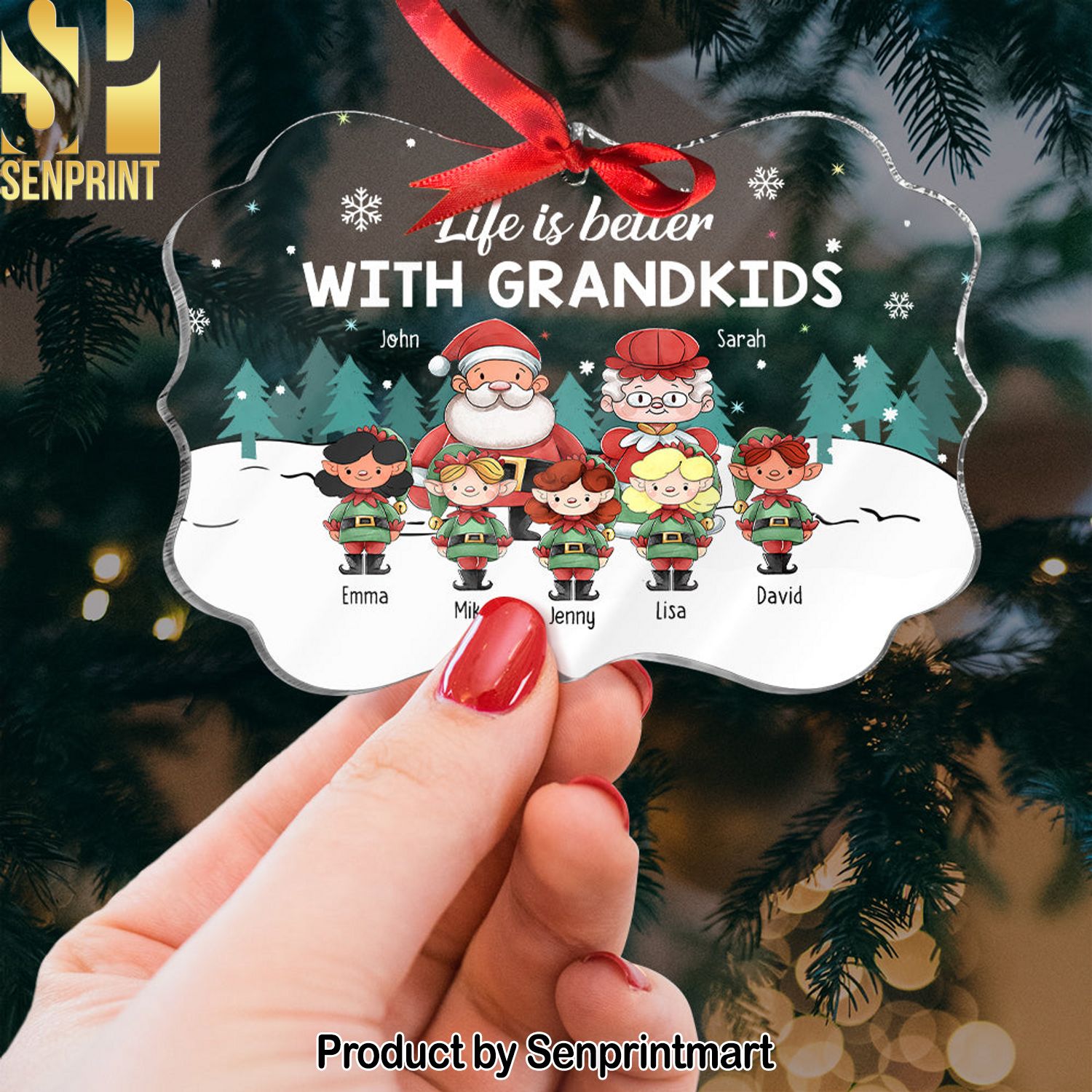 Life Is Better With Grandkids, Gift For Family, Personalized Acrylic Ornament, Grandkids Ornament, Christmas Gift