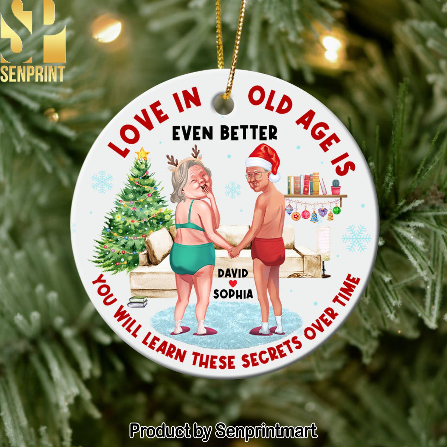Love In Old Age Is Even Better Personalized Ornament Ceramic Circle Ornament Gift For Old Couple Christmas Ornament