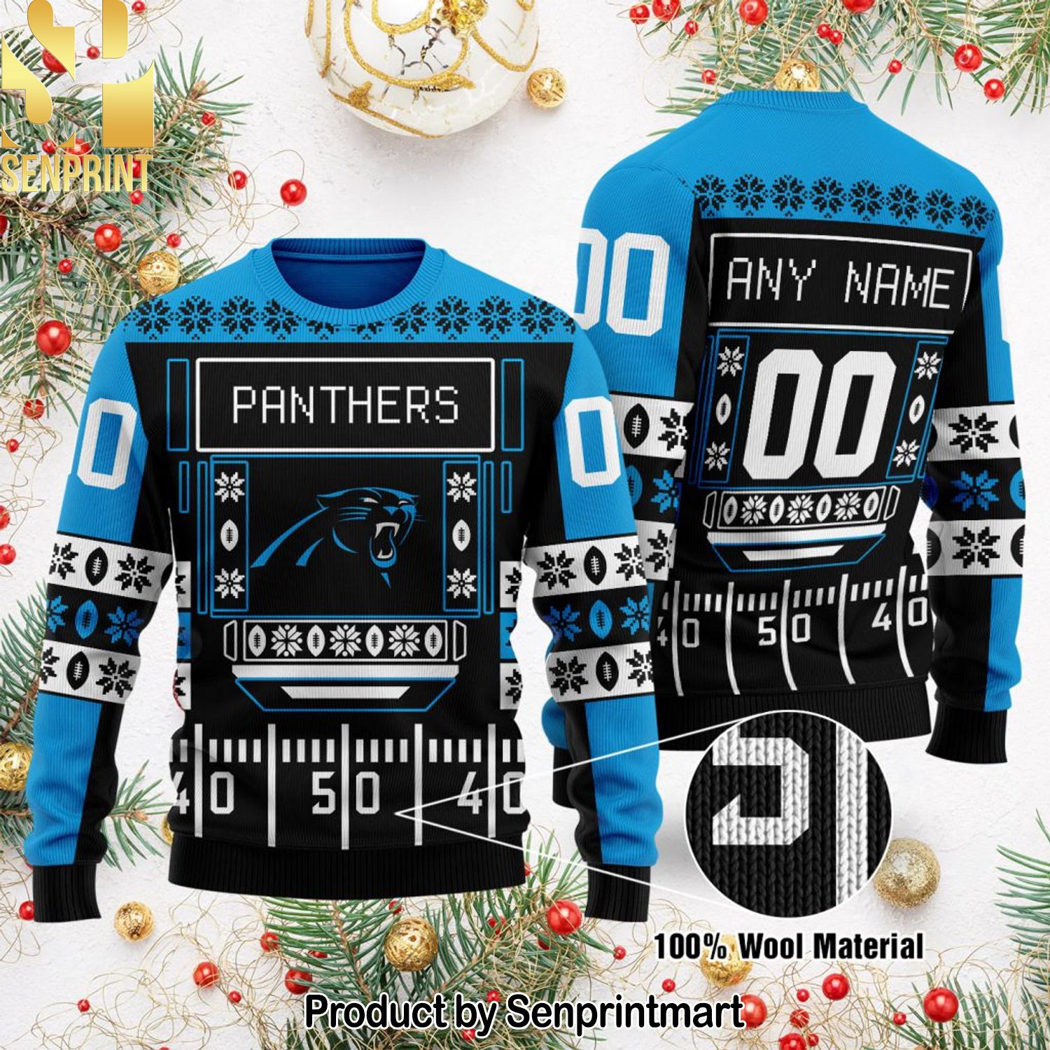 Carolina Panthers NFL For Christmas Gifts Christmas Ugly Wool Knitted Sweater