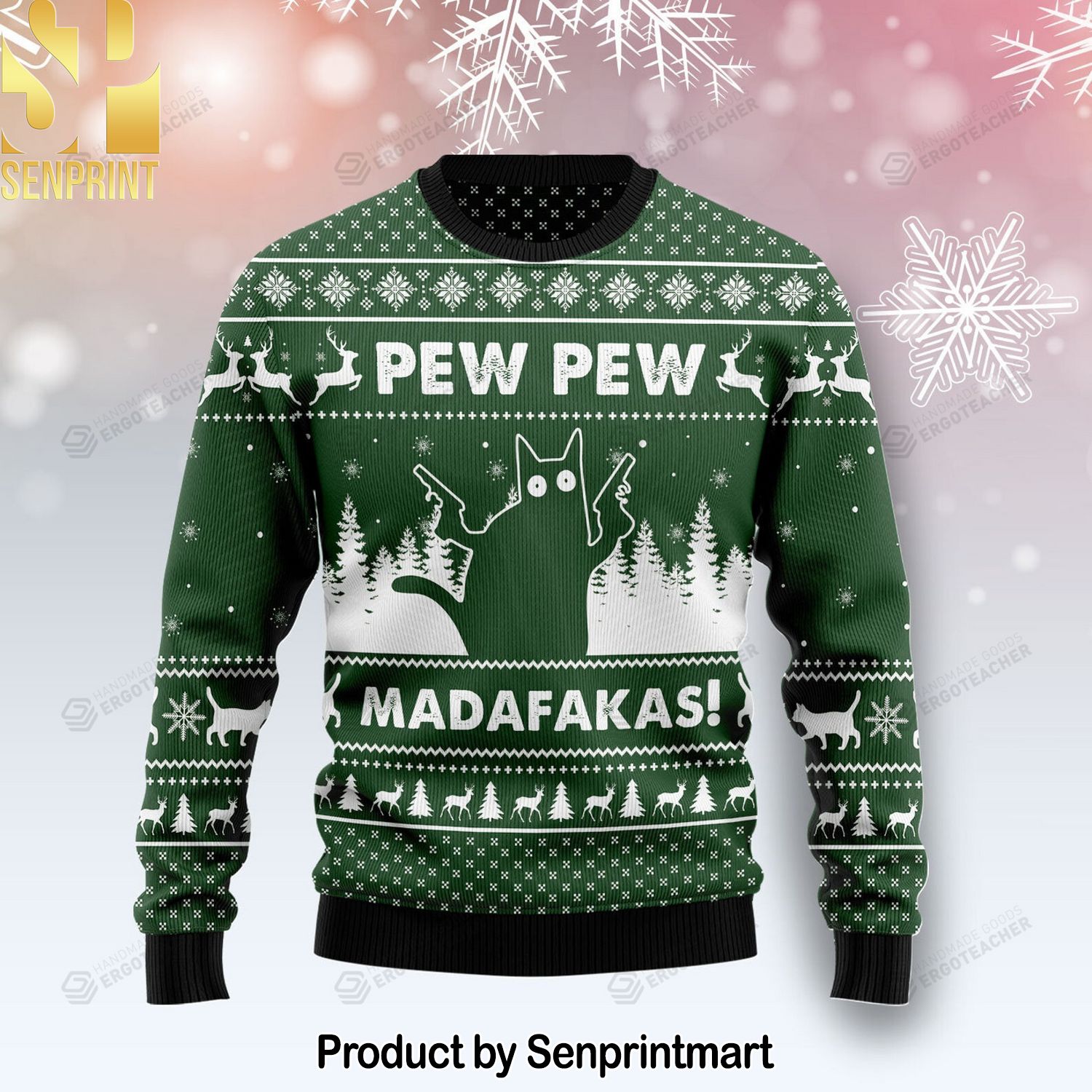 Cat Pew Pew Madafakas For Christmas Gifts Knitting Pattern Sweater