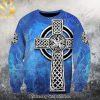 Celtic Cross Lion Ugly Christmas Wool Knitted Sweater