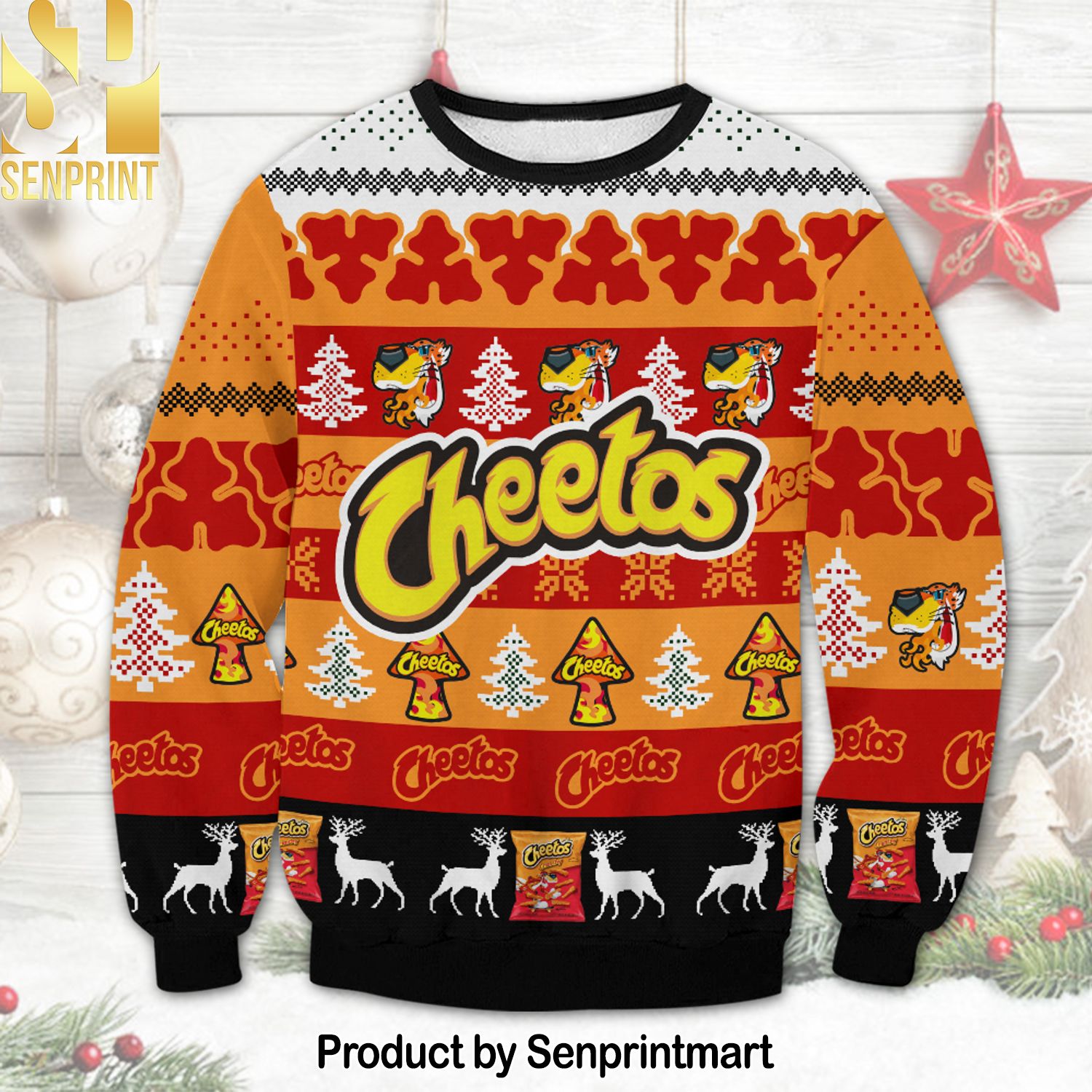 Cheetos Ugly Xmas Wool Knitted Sweater