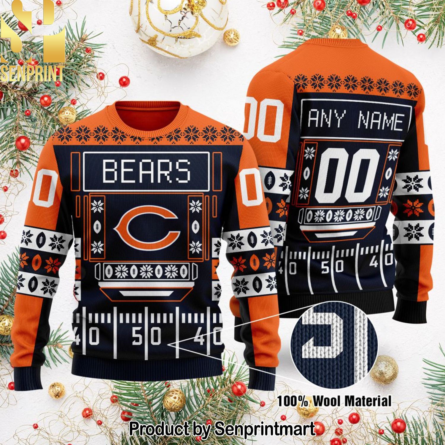 Chicago Bears NFL For Christmas Gifts Ugly Christmas Holiday Sweater