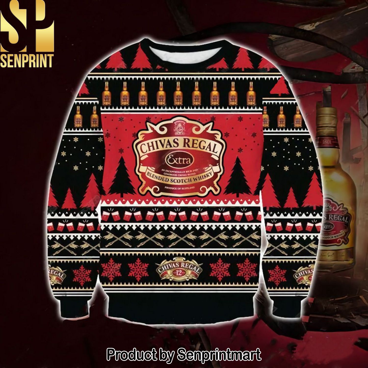 Chivas Regal For Christmas Gifts Christmas Ugly Wool Knitted Sweater