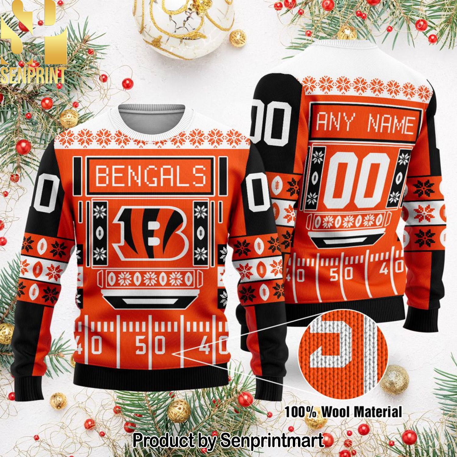Cincinnati Bengals NFL For Christmas Gifts Ugly Xmas Wool Knitted Sweater
