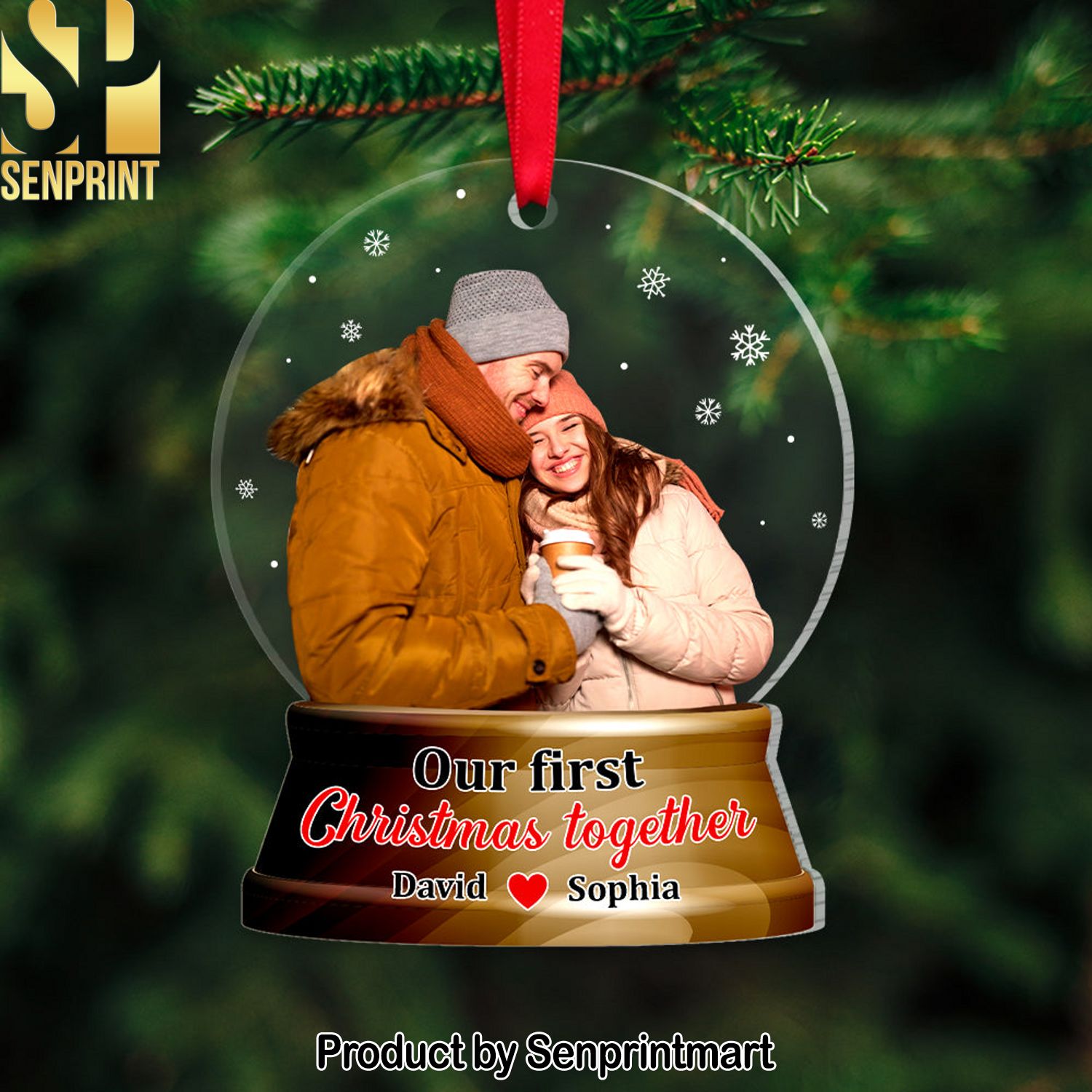 Our First Christmas Together, Personalized Custom Photo Ornament, Christmas Gift For Couple