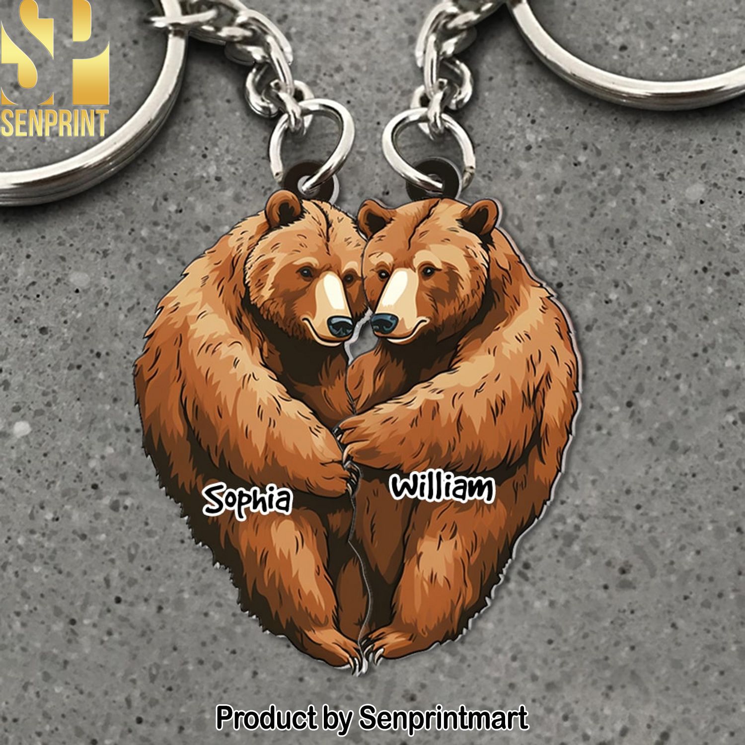 Personalized Bear Couple Keychains, Couple Gift