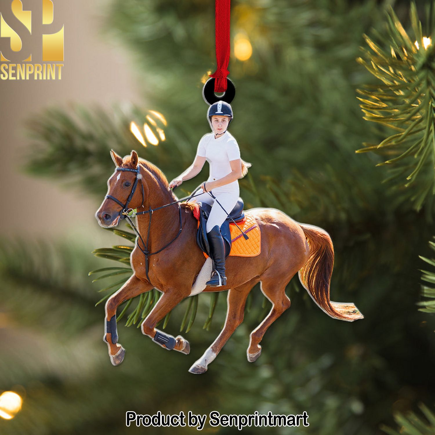 Personalized Custom Photo Ornament, Christmas Gift For Horse Riding Lover