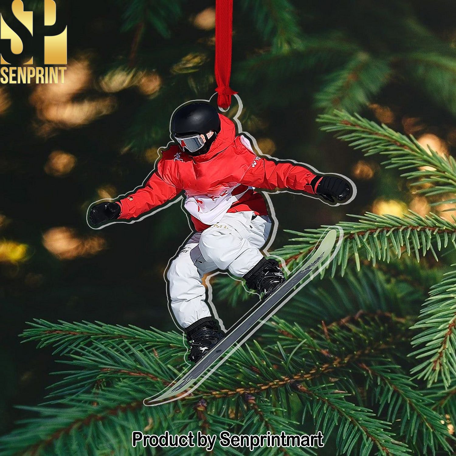 Personalized Custom Photo Ornament, Christmas Gift For Snowboarding Lovers