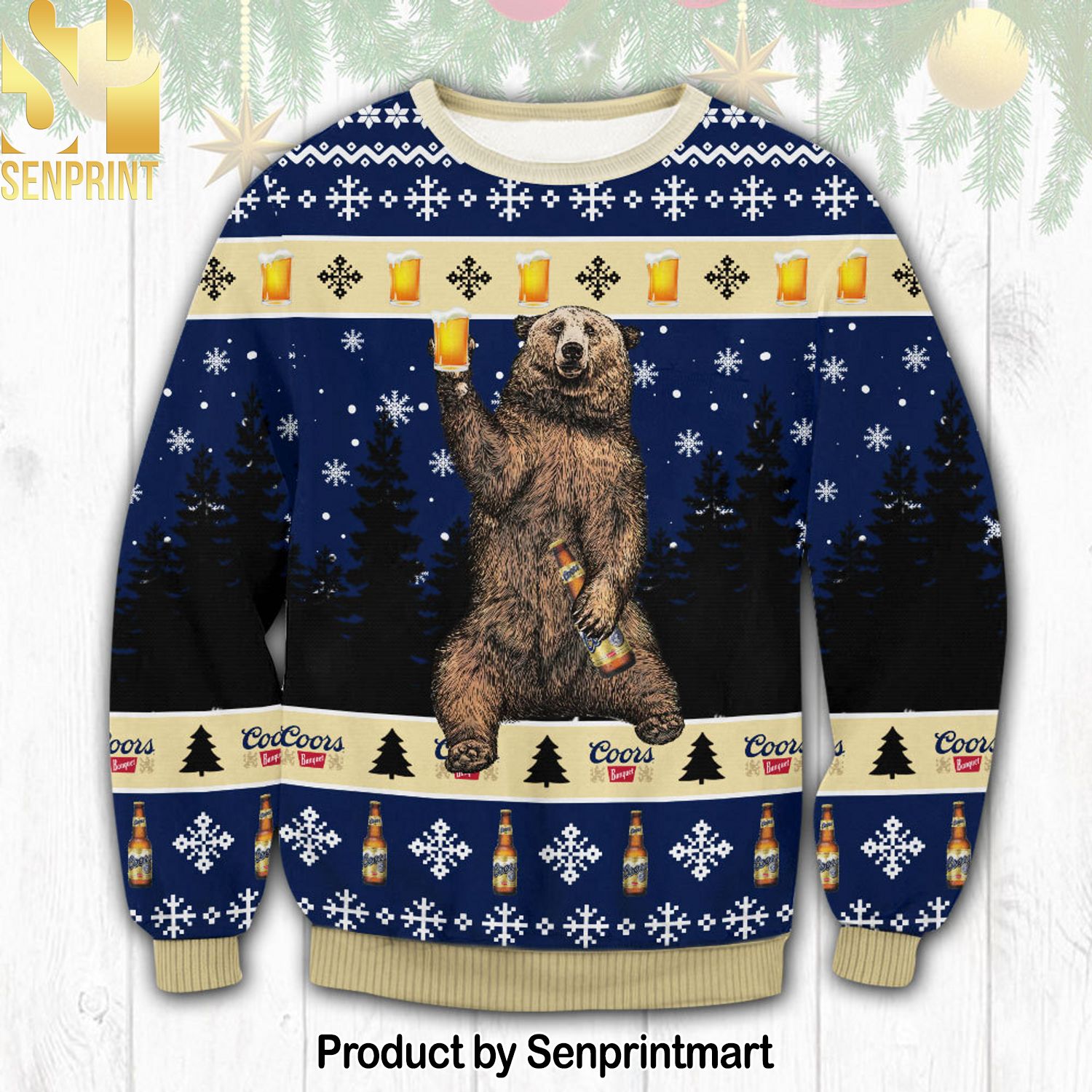 Coors Banquet Bear Knitting Pattern Ugly Christmas Sweater