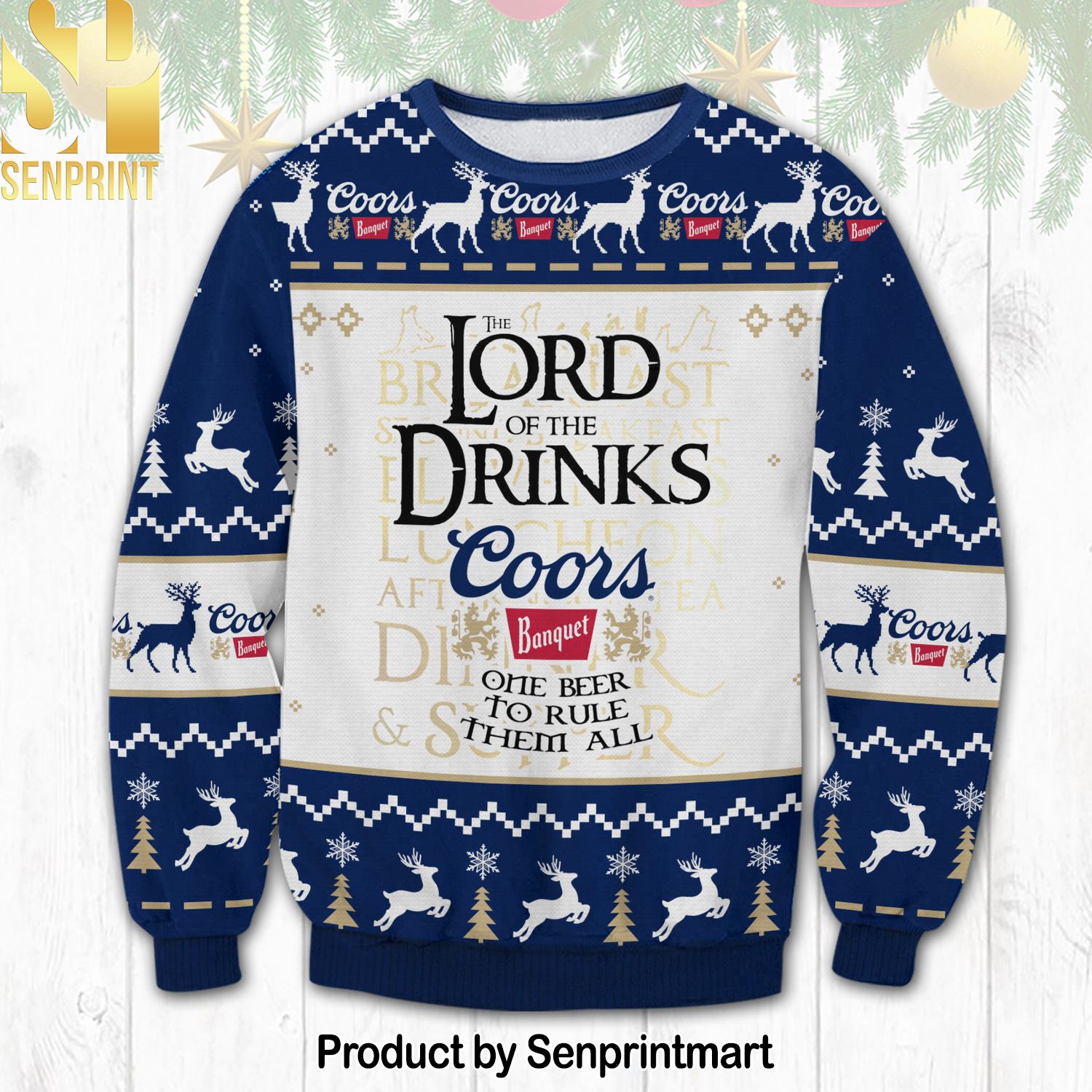 Coors Banquet Lord Of The Rings 3D Printed Ugly Christmas Sweater