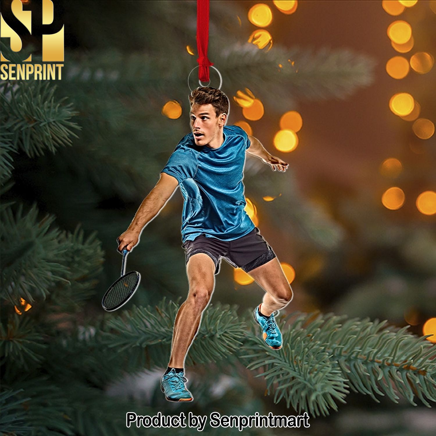 Personalized Custom Photo Ornament, Christmas Gifts For Badminton Lovers