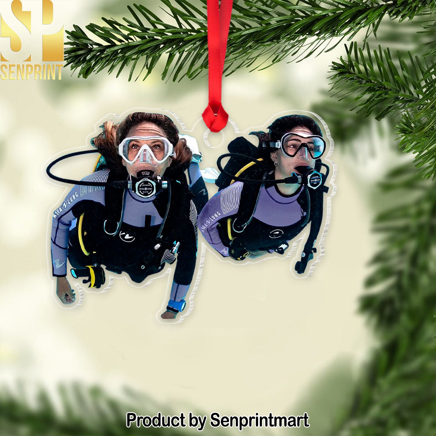 Personalized Diving Ornament, Custom Photo Acrylic Ornament, Christmas Gift For Scuba Diving Lover