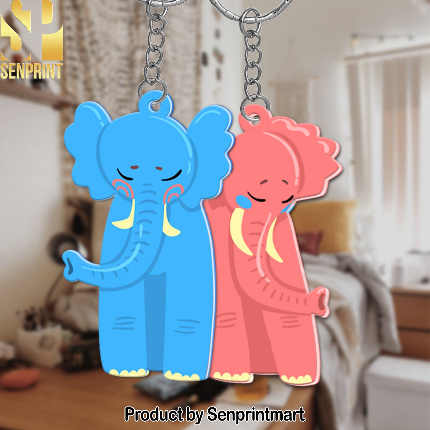 Personalized Elephant Couple Keychains Couple Gift