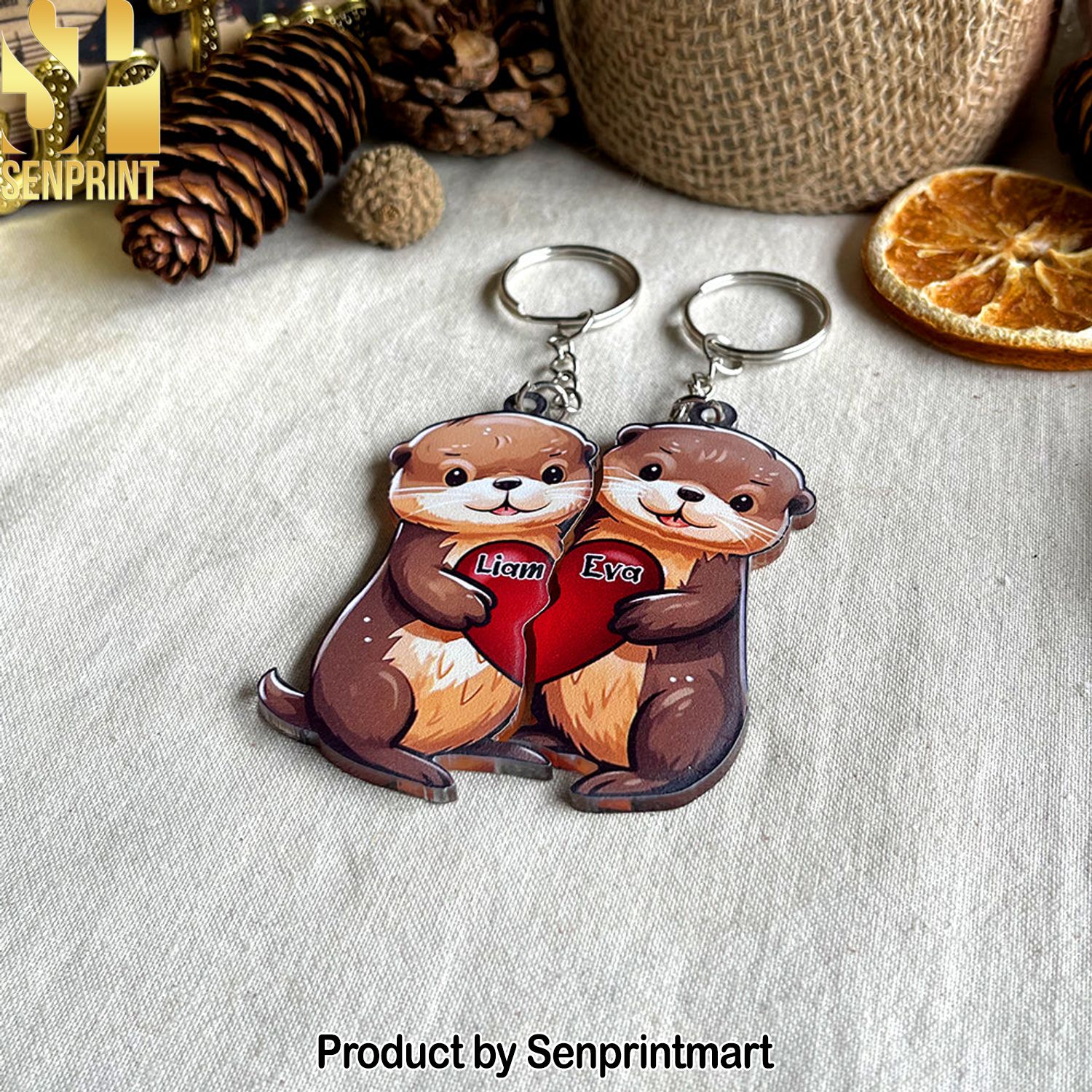 Personalized Otter Couple Keychains Couple Gift