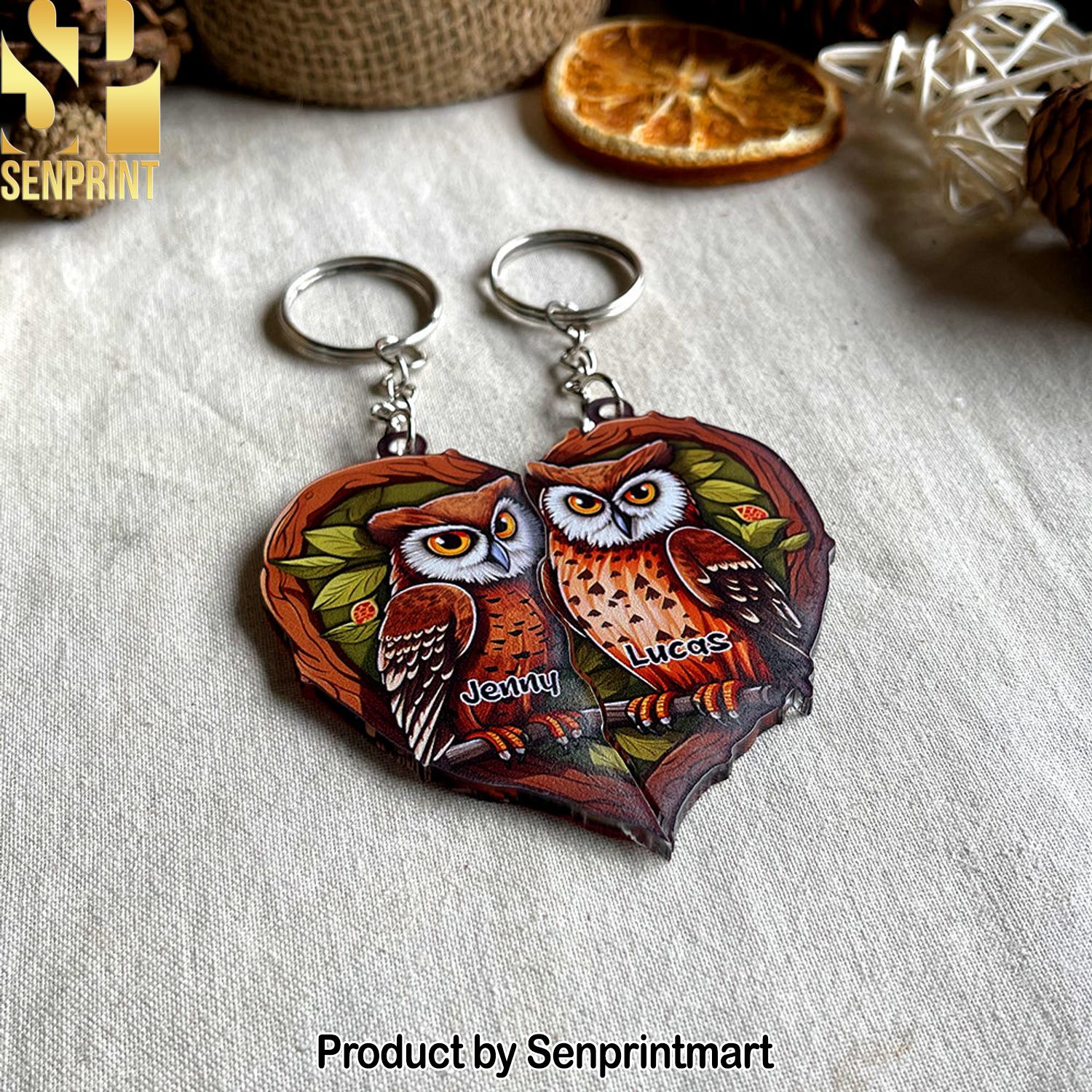Personalized Owl Couple Keychains Couple Gift