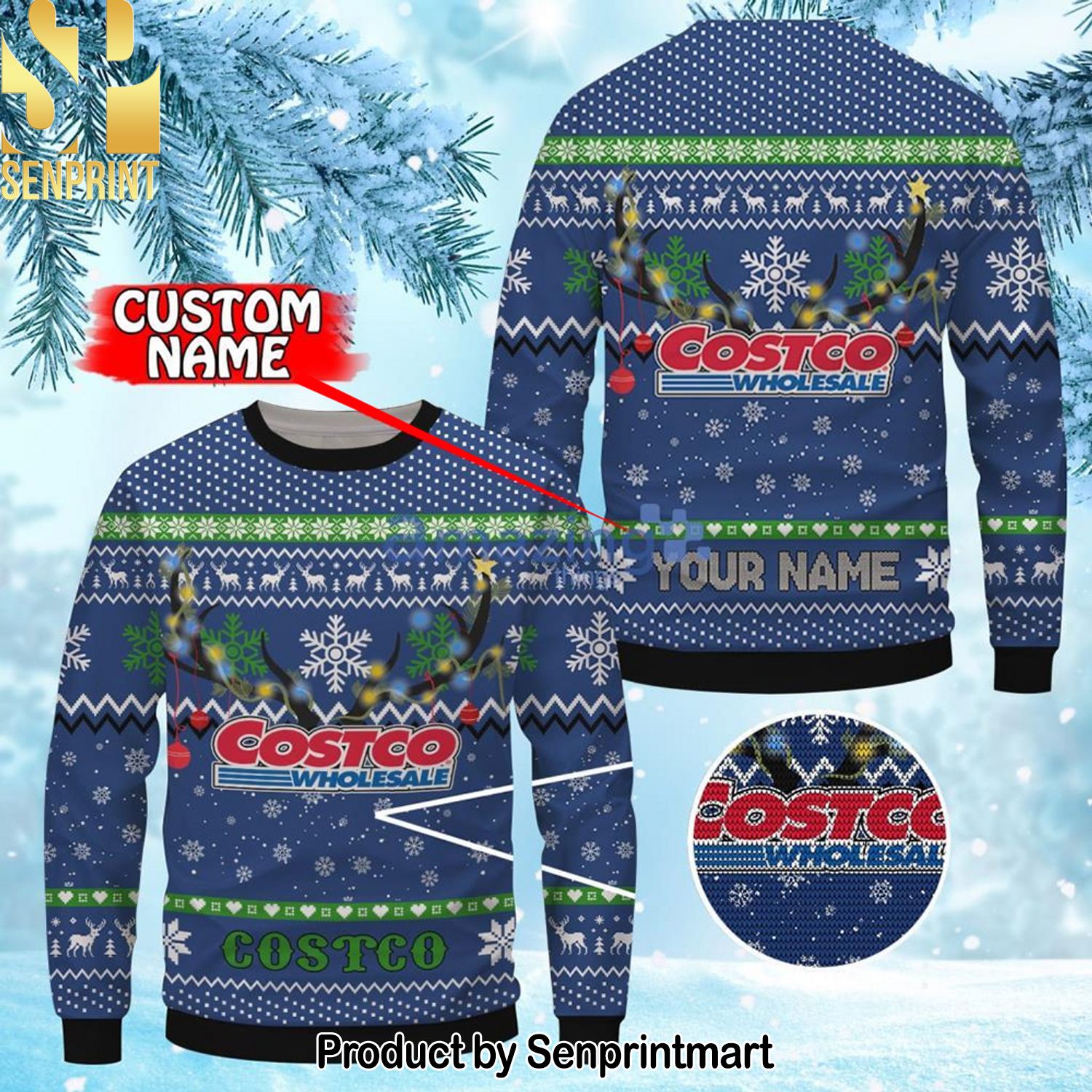 Costco Christmas Ugly Wool Knitted Sweater