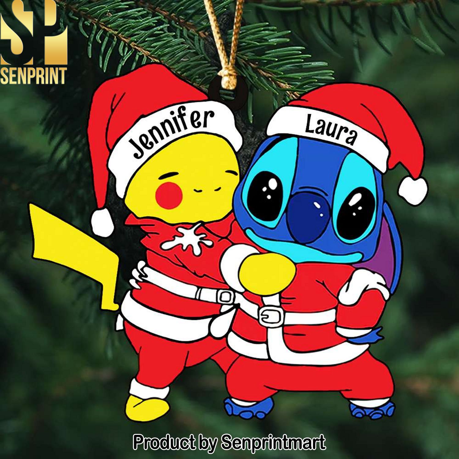 Pikachu And Stitch Christmas Gifts Ornament