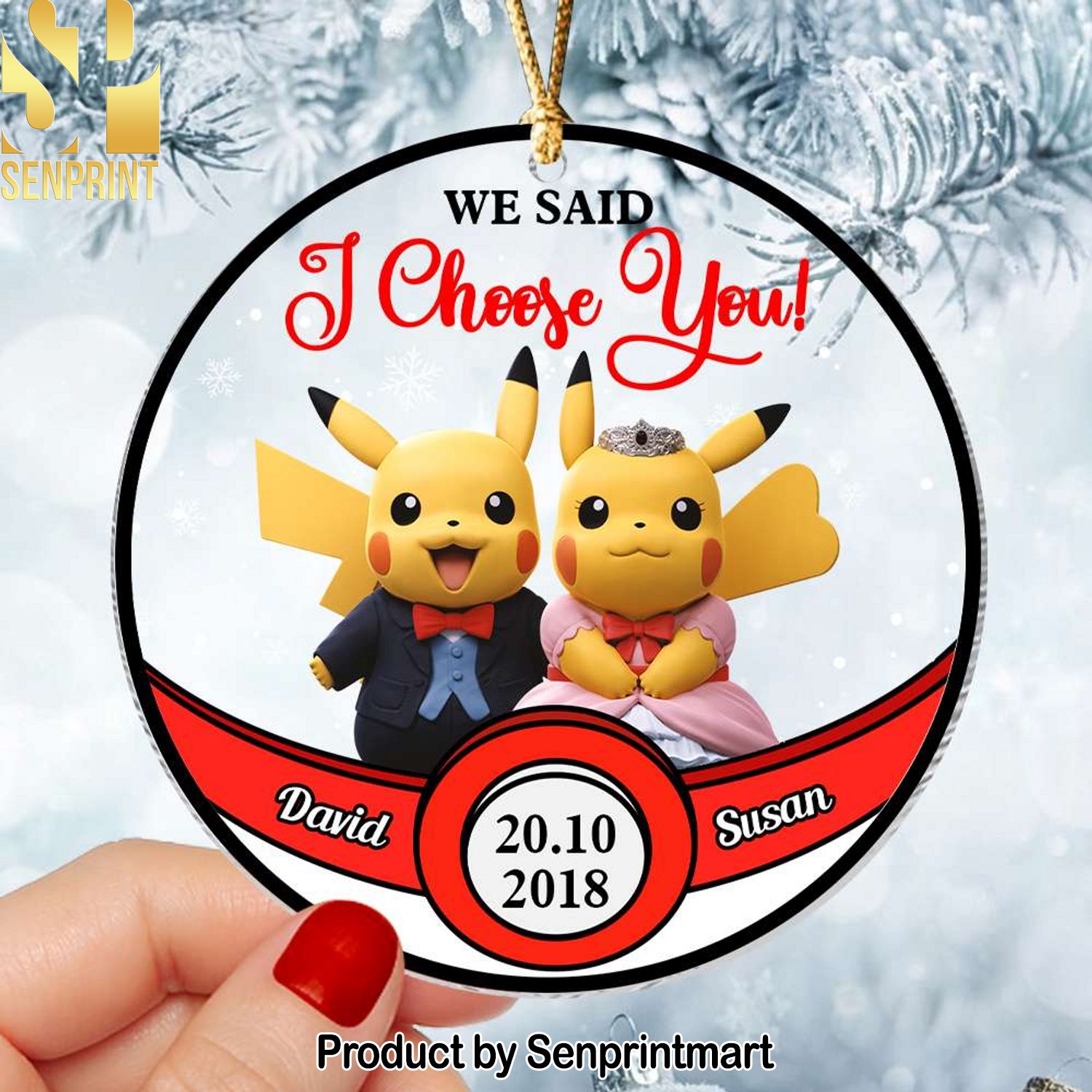 Pokemon Pikachu We Said I Choose You Personalized Ornament
