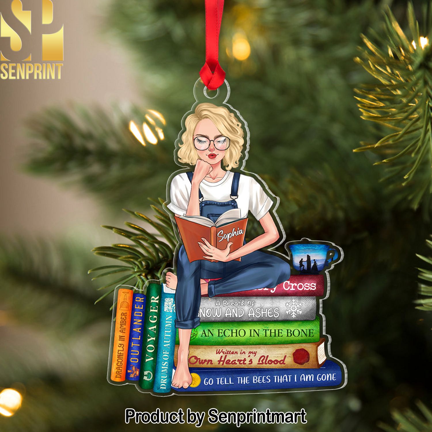Reading Girl, Personalized Acrylic Ornament, Christmas Ornament, Christmas Gift For Book Lover