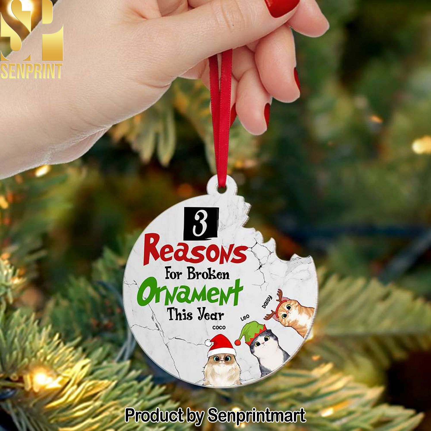 Reasons For Broken Ornament This Year, Gift For Cat Lover, Personalized Acrylic Ornament, Cats Lover Ornament, Christmas Gift