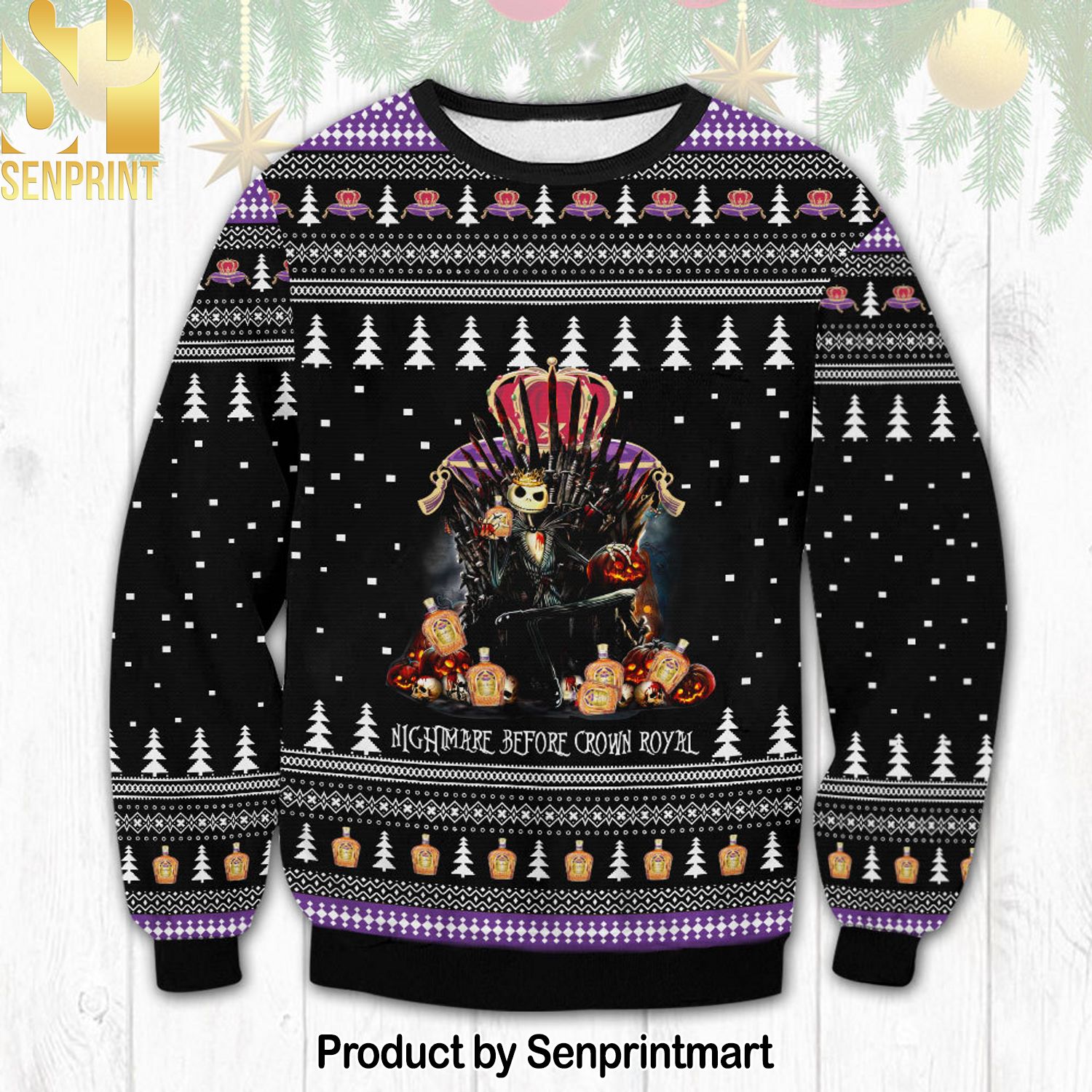 Crown Royal Nightmare Ugly Christmas Holiday Sweater