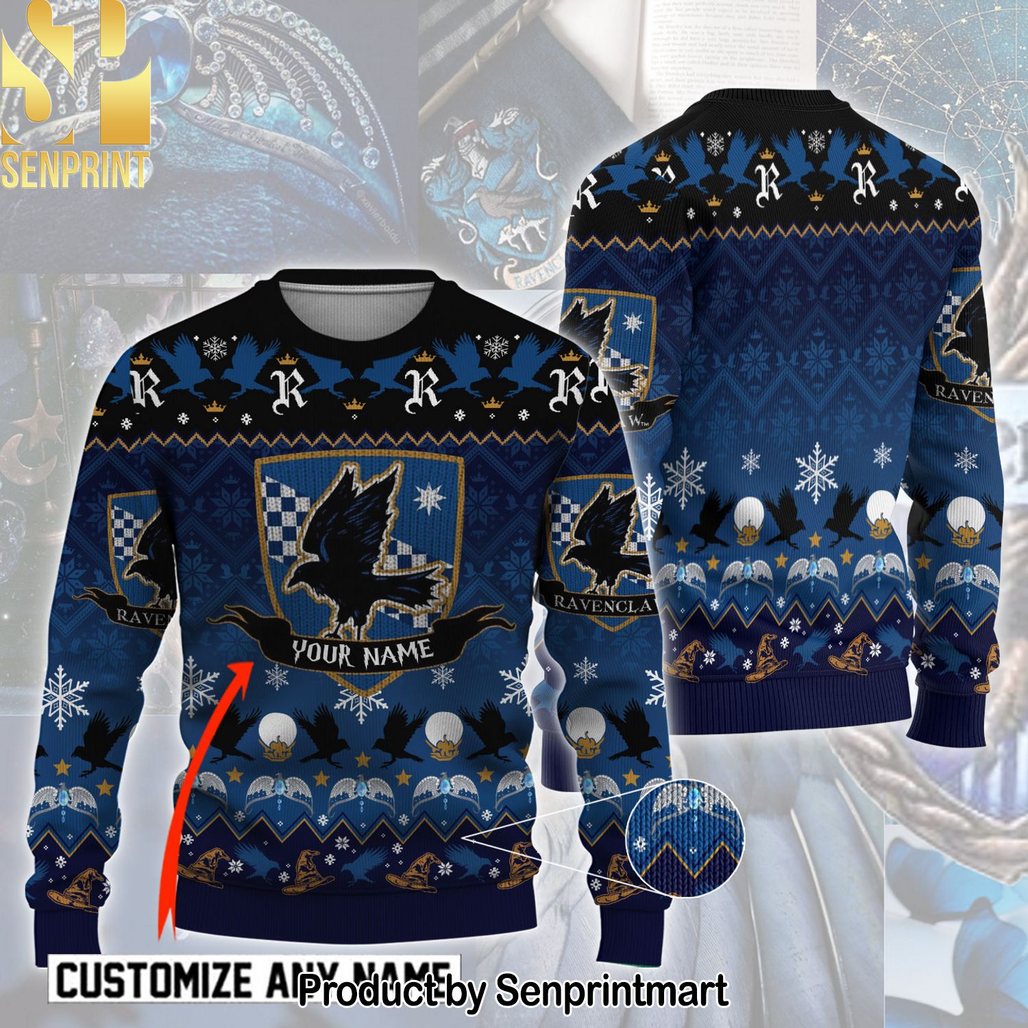 Custom Name Harry Potter Run Ravenclaw Run Ugly Christmas Holiday Sweater