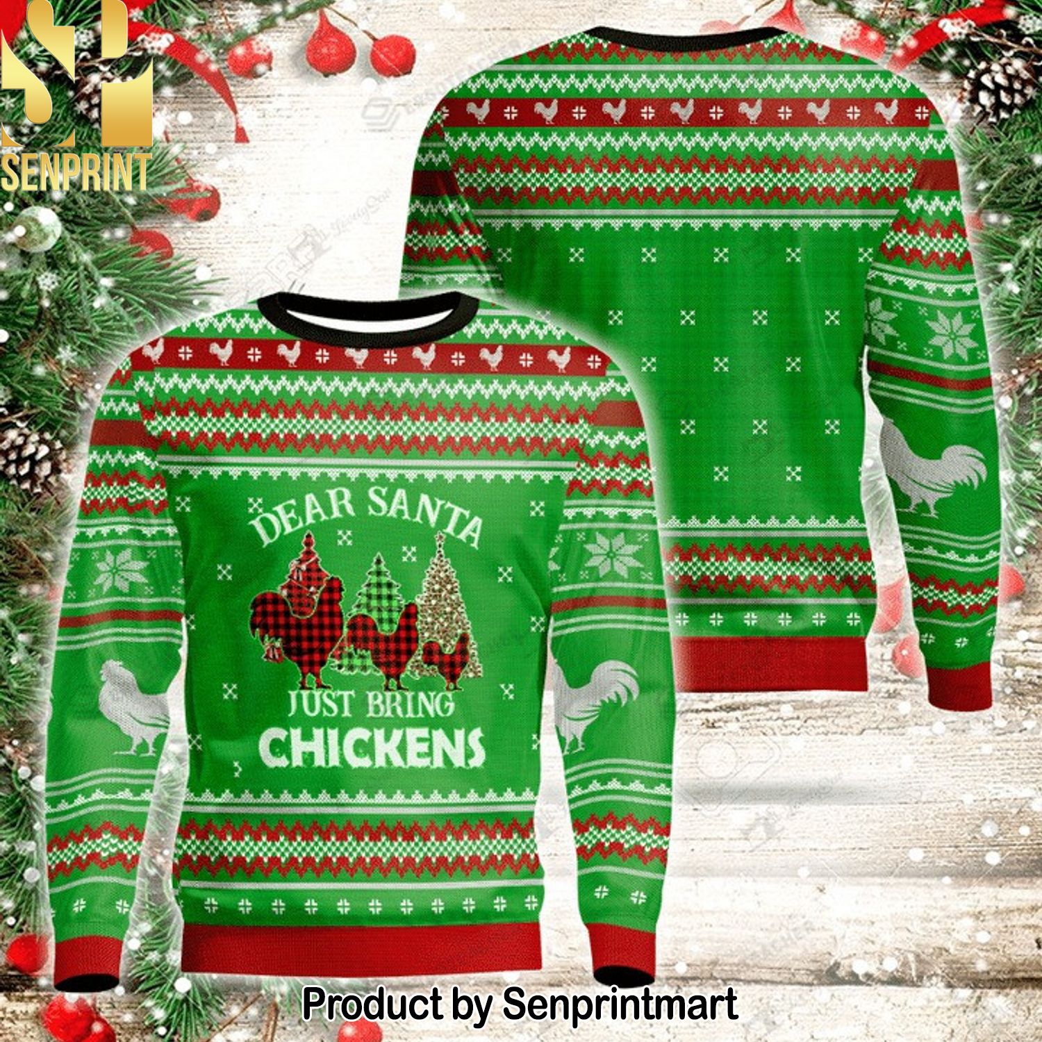 Dear Santa Just Bring Chickens For Christmas Gifts Ugly Christmas Wool Knitted Sweater