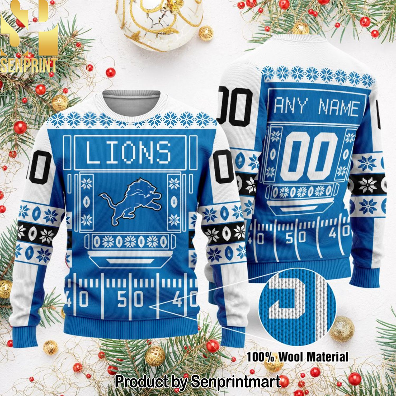 Detroit Lions NFL For Christmas Gifts Ugly Xmas Wool Knitted Sweater