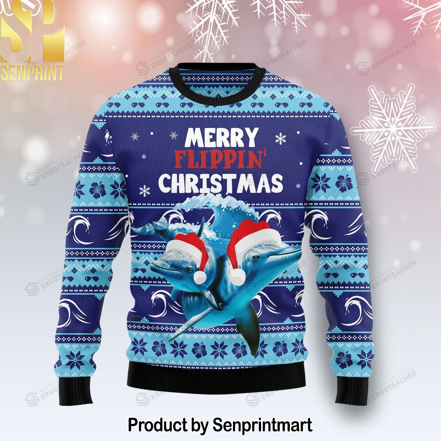 Dolphin Flippin’ Christmas For Christmas Gifts Ugly Christmas Holiday Sweater
