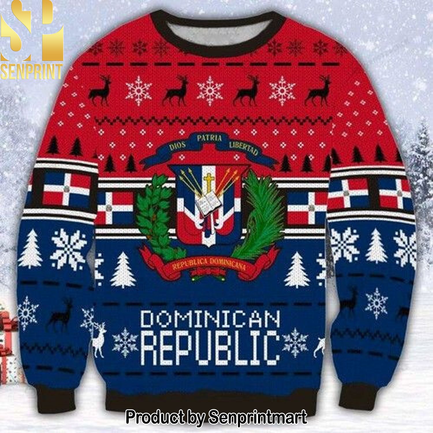 Dominican Republic Christmas Ugly Wool Knitted Sweater