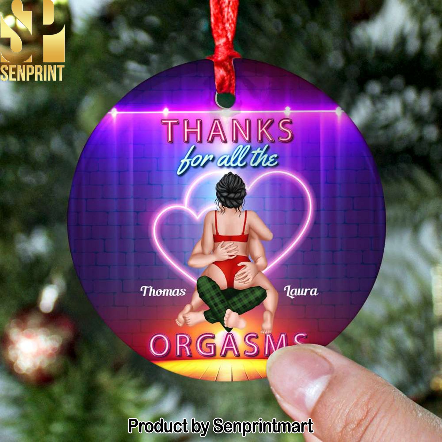 Thanks For All The Orgasms, Personalized Ornament, Christmas Gifts For Couple