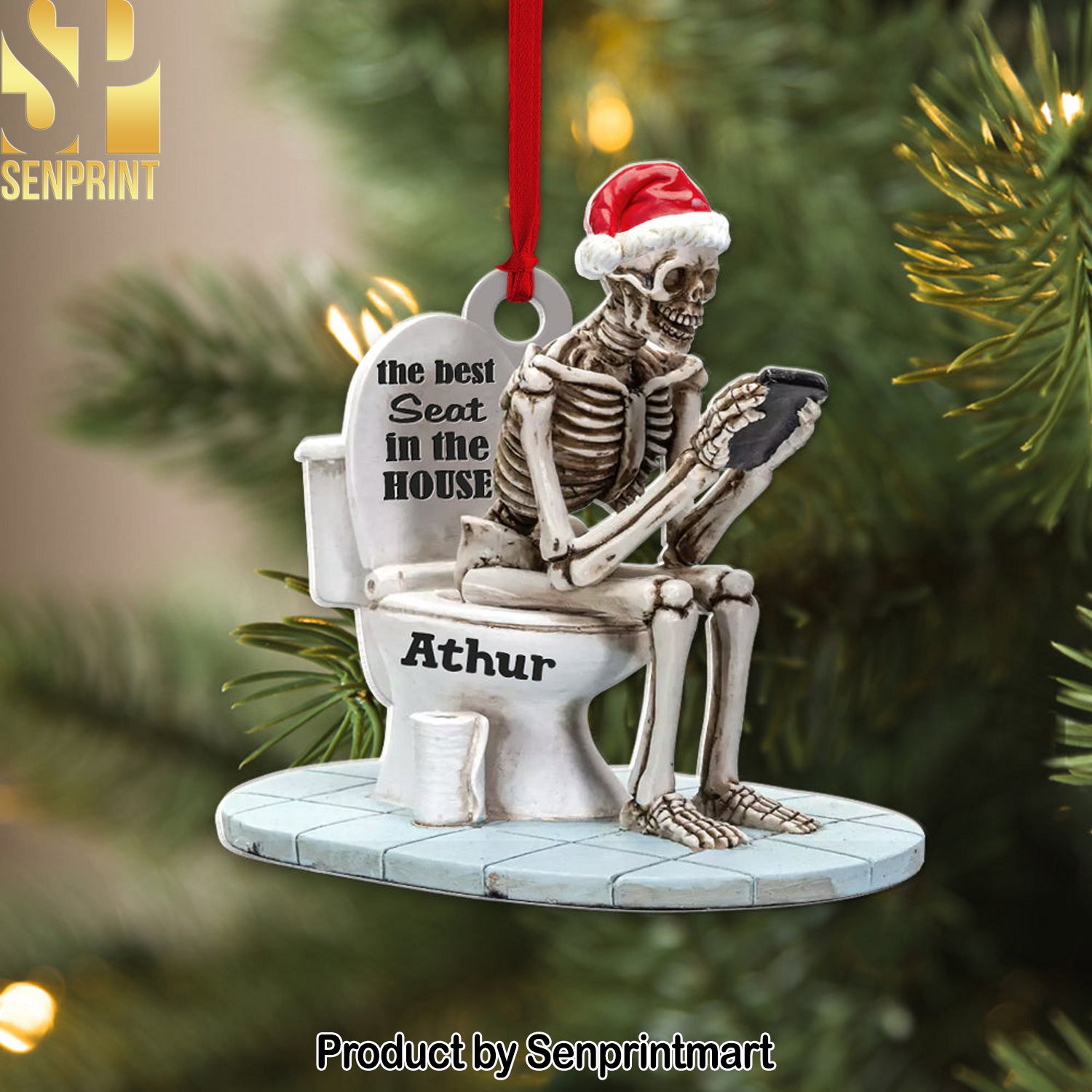The Best Seat In The House, Personalized Funny Skull Ornament, Gift Ideas