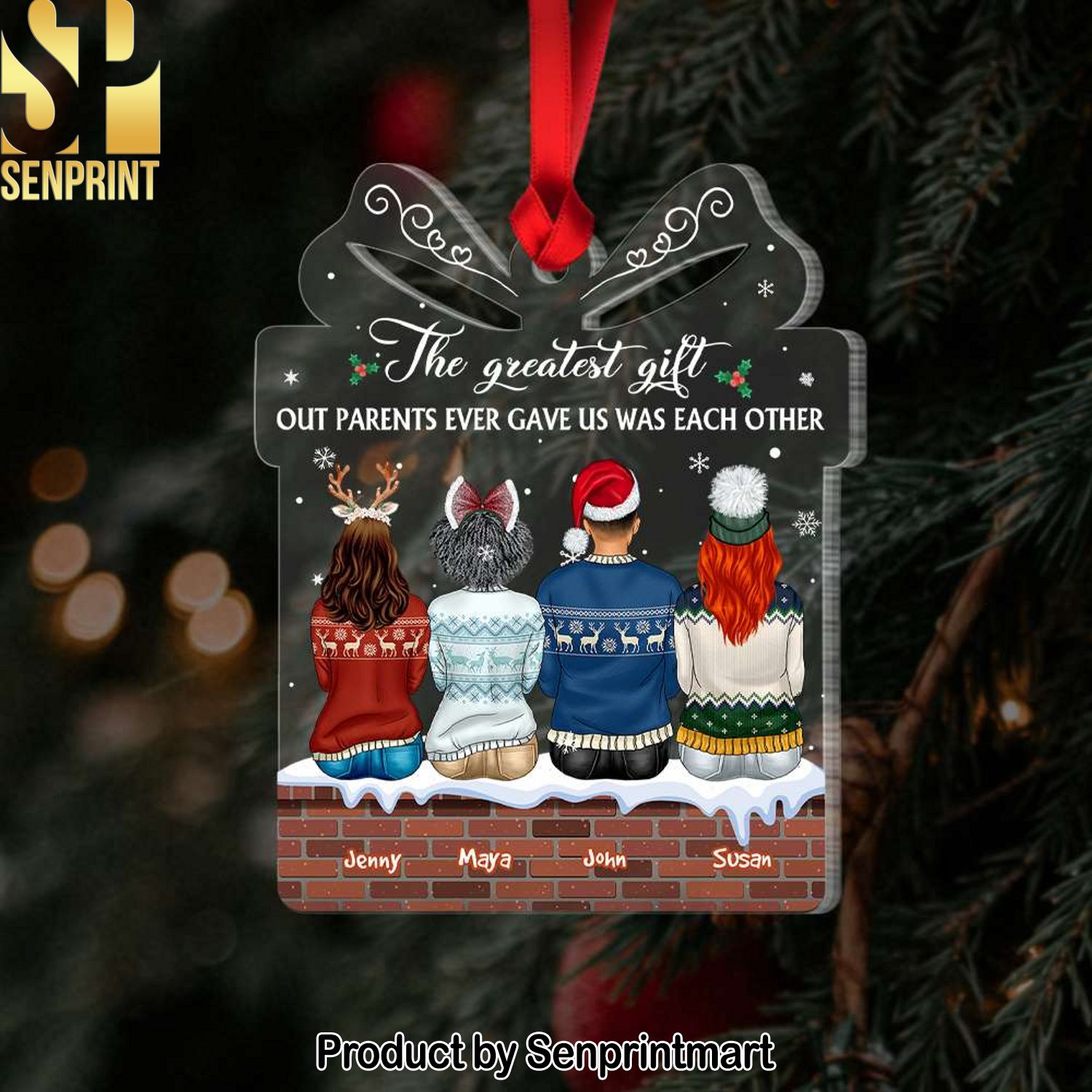 The Greatest Gift, Gift For Siblings, Personalized Acrylic Ornament, Family Siblings Ornament, Christmas Gift